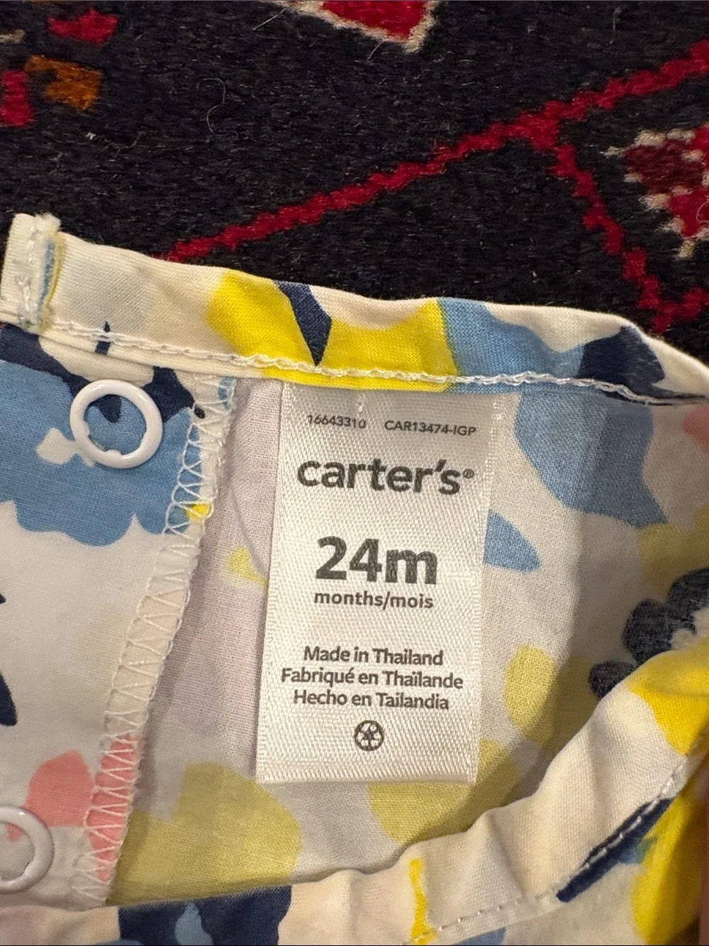 Carter's Floral Yellow Blue Pink White Girls Matching Set - Picture 2 of 3